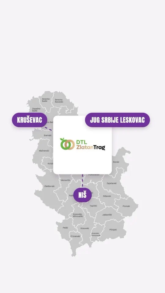 Mapa juga Srbije sa prodavnicama DTL Zlatni Trag