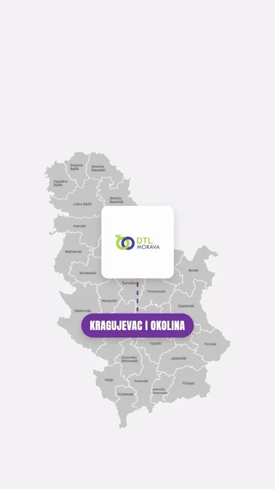 Mapa Srbije sa prodavnicama DTL Morava u Kragujevcu