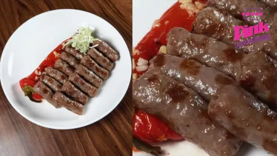 Pink ćevapi na tanjiru sa pečenom paprikom